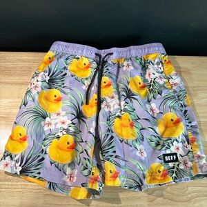 Neff Purple Duck Print Swim Shorts